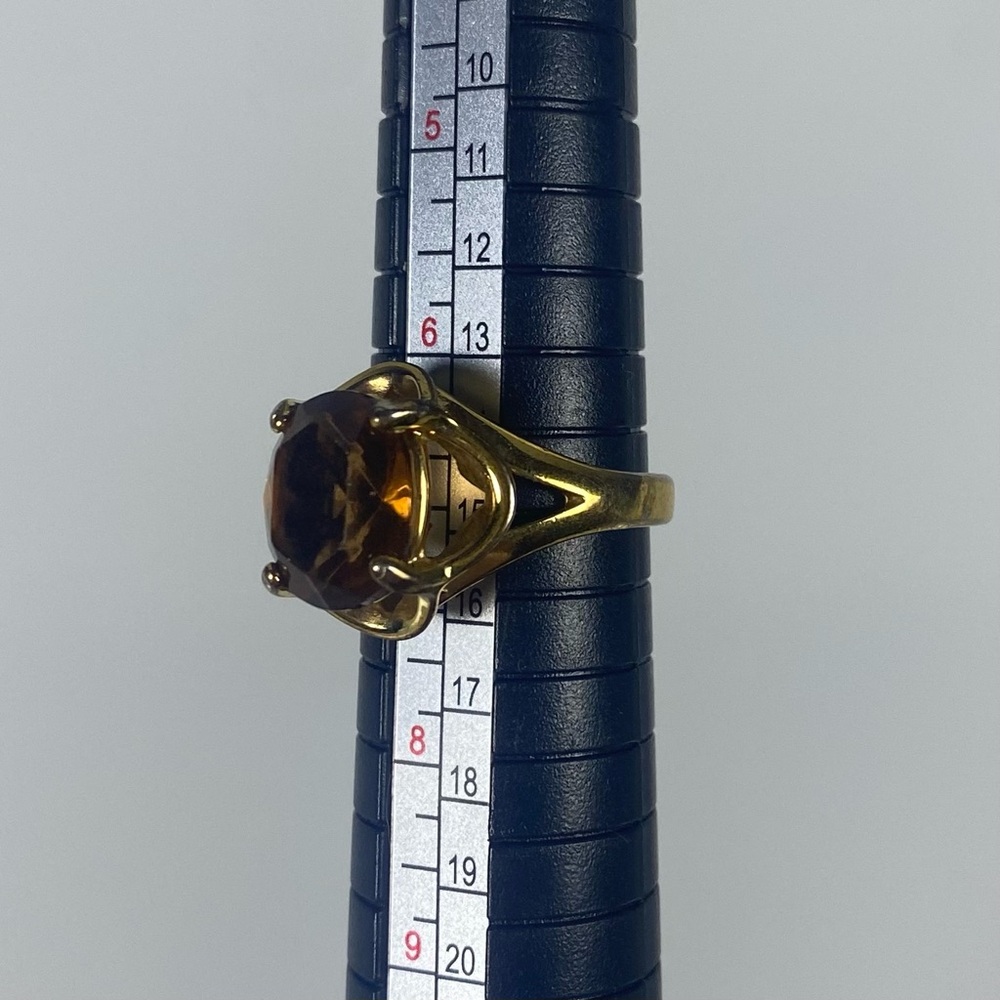 18K G.E. Amber glass stone gold ring - Picture 6 of 17